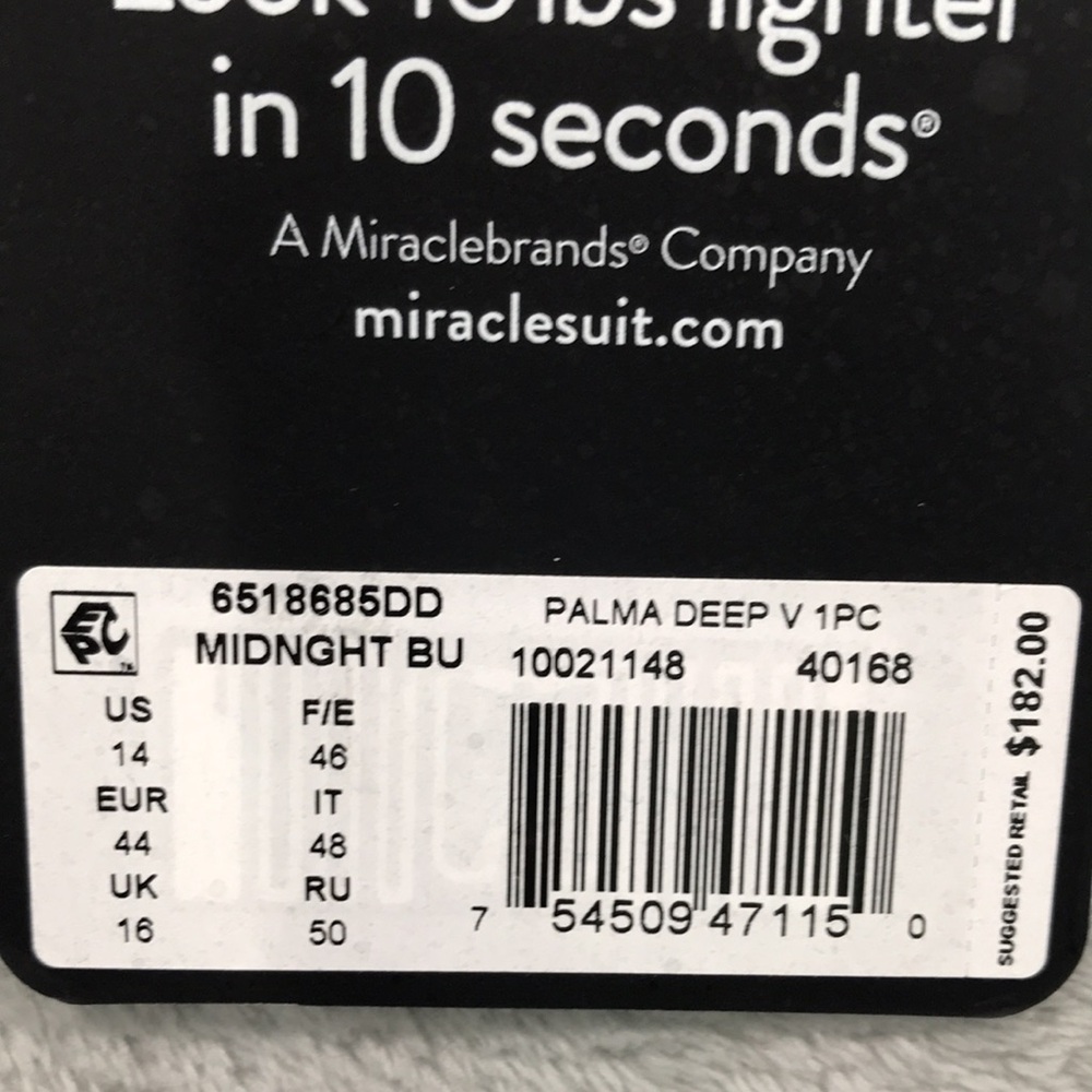Miraclesuit Illusionist Palma Deep V One Piece Navy Blue 14DD New - Picture 6 of 11